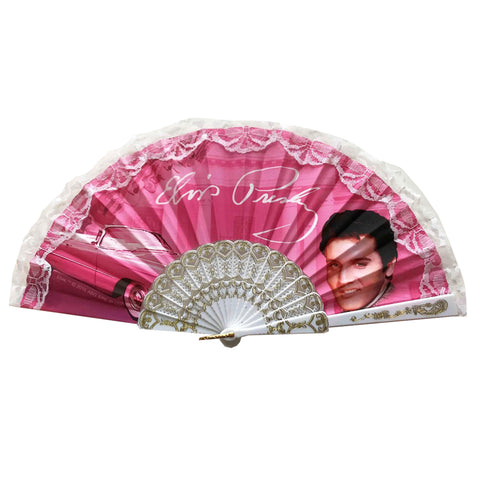 Elvis Hand Fan - Pink With Guitars