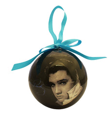 Elvis Ornament - Blk & Wht Ball w/ Box