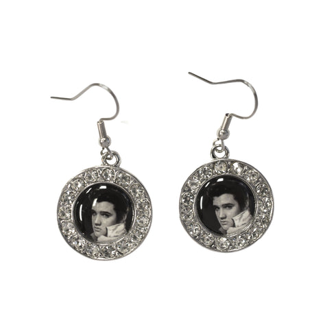 Elvis Earrings Blk & Wht With Stones