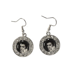 Elvis Earrings Blk & Wht With Stones