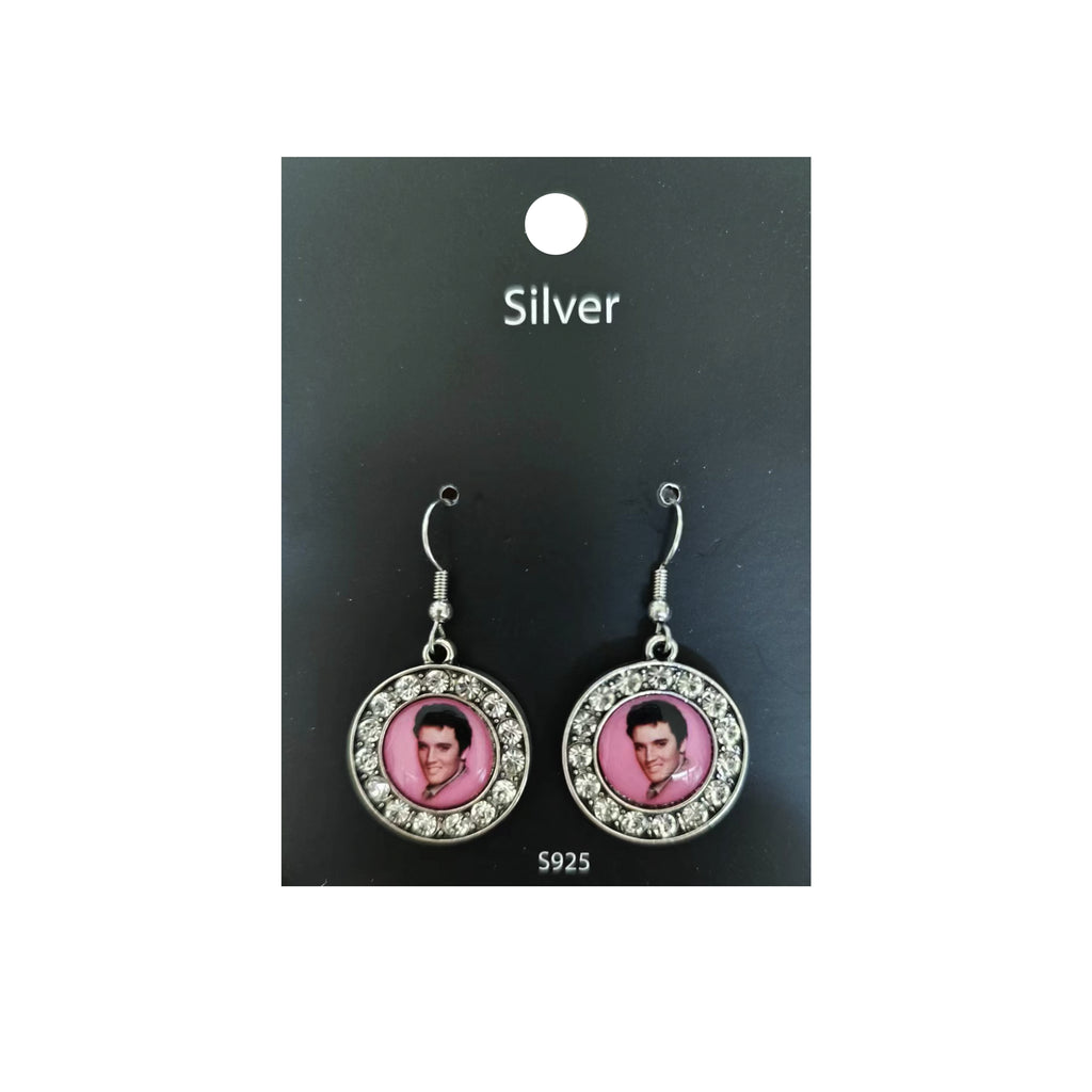 Elvis Earrings Pink With Stones