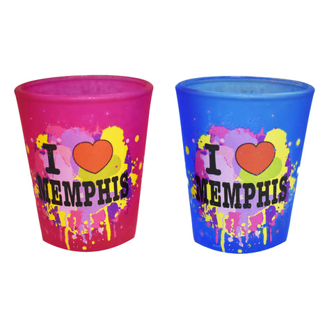 Memphis Shot Glass - I Love Pink/Blue Assorted