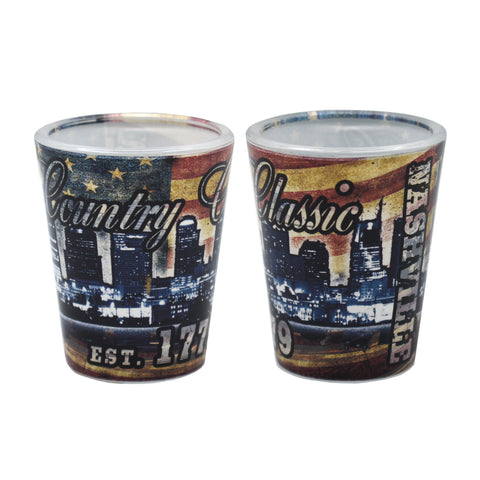 Nashville Shot Glass - Country  Classic with Flag