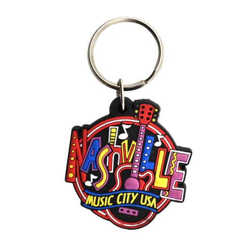 Nashville Keychain - Round Neon PVC