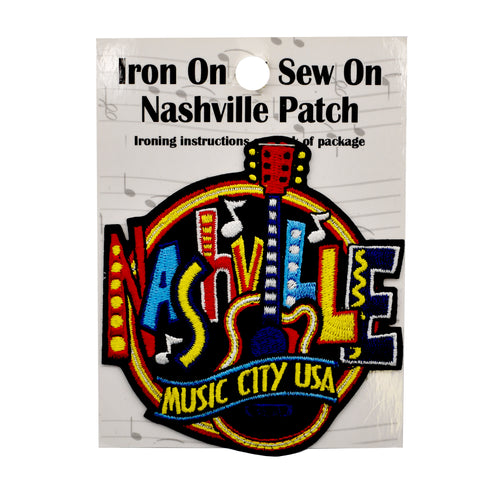 Nashville Patch Iron On or Sew On - Round Neon