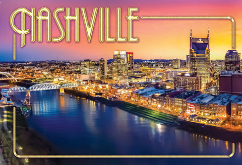 Nashville Post Cards - Sky Gold Frame - Pack of 50