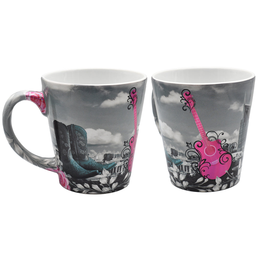 Nashville Mug - Pink Roses with Guitar