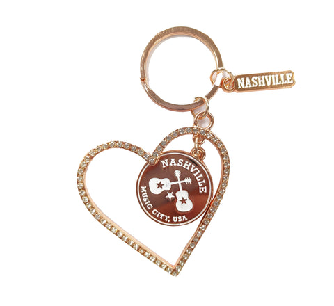 Nashville Keychain - Rose Gold Heart