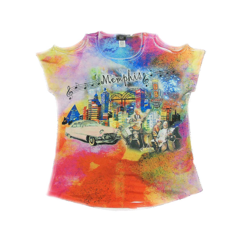 Memphis T-Shirt - Collage Skyline Open Shoulders