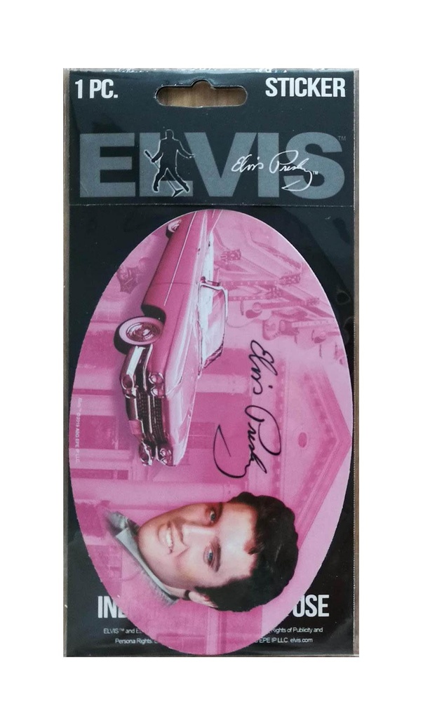 Elvis Sticker - Pink With Guitars