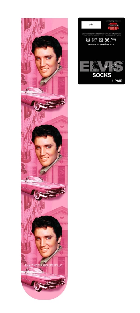 Elvis Socks - Pink With Guitars