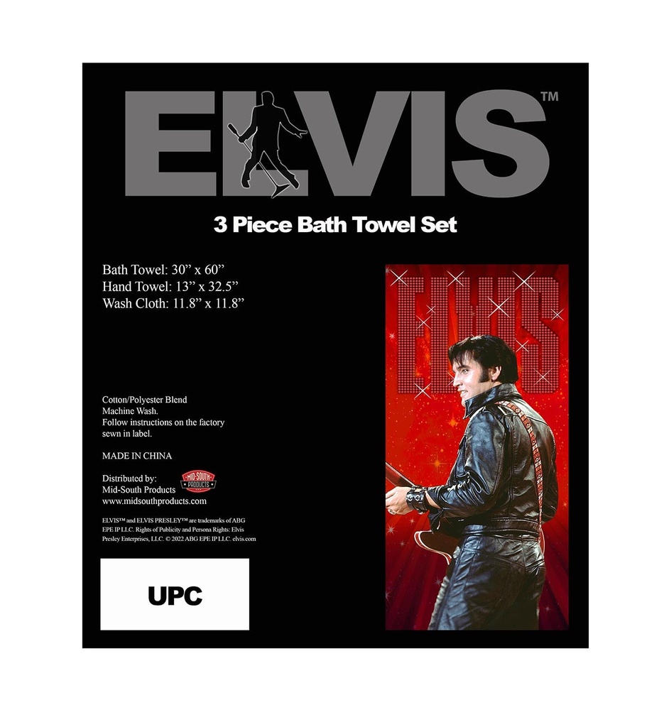 Elvis Bath Towel Set - '68 Name - 3pc