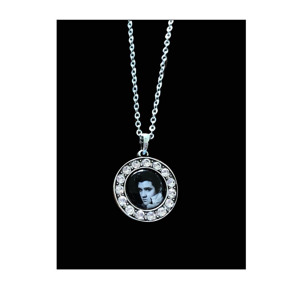 Elvis Necklace - Blk & Wht With Stones