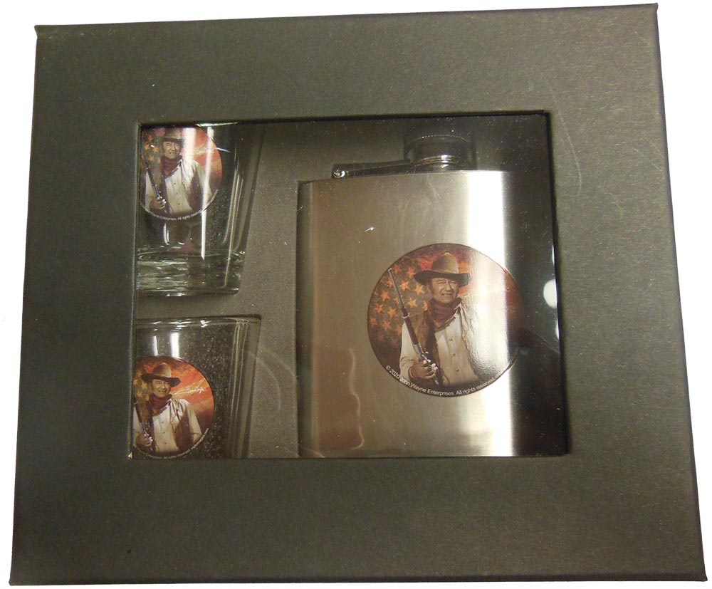 John Wayne Flask And Shot Glass Set