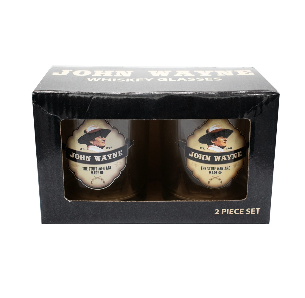 John Wayne Whiskey Glass Set - Shield - 2pc Set