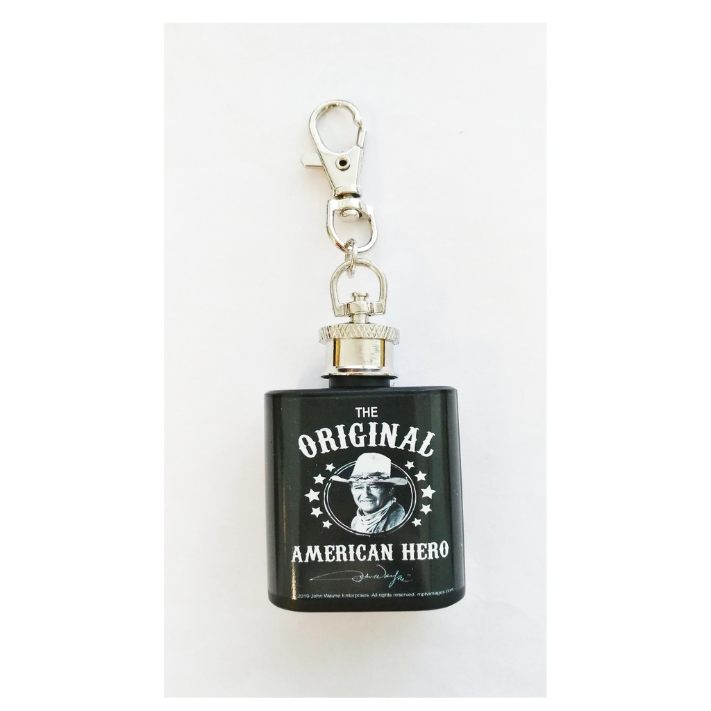 John Wayne Key Chain Flask - Blk & Wht Est.