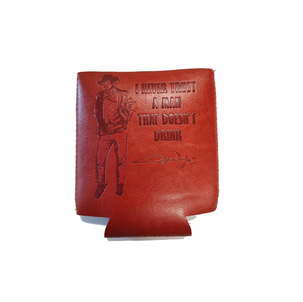 John Wayne Leather Huggie/Koozie - I Never Trust