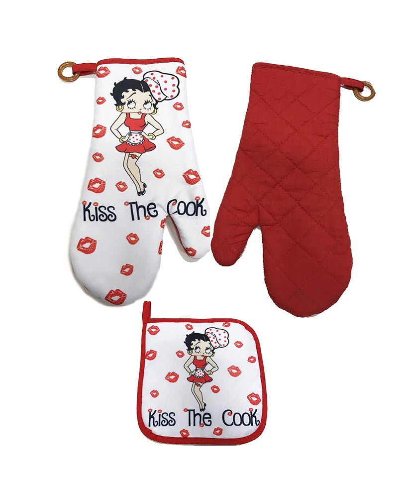 Betty Boop Set Pot Holder/Oven Mitt - Kiss the Cook