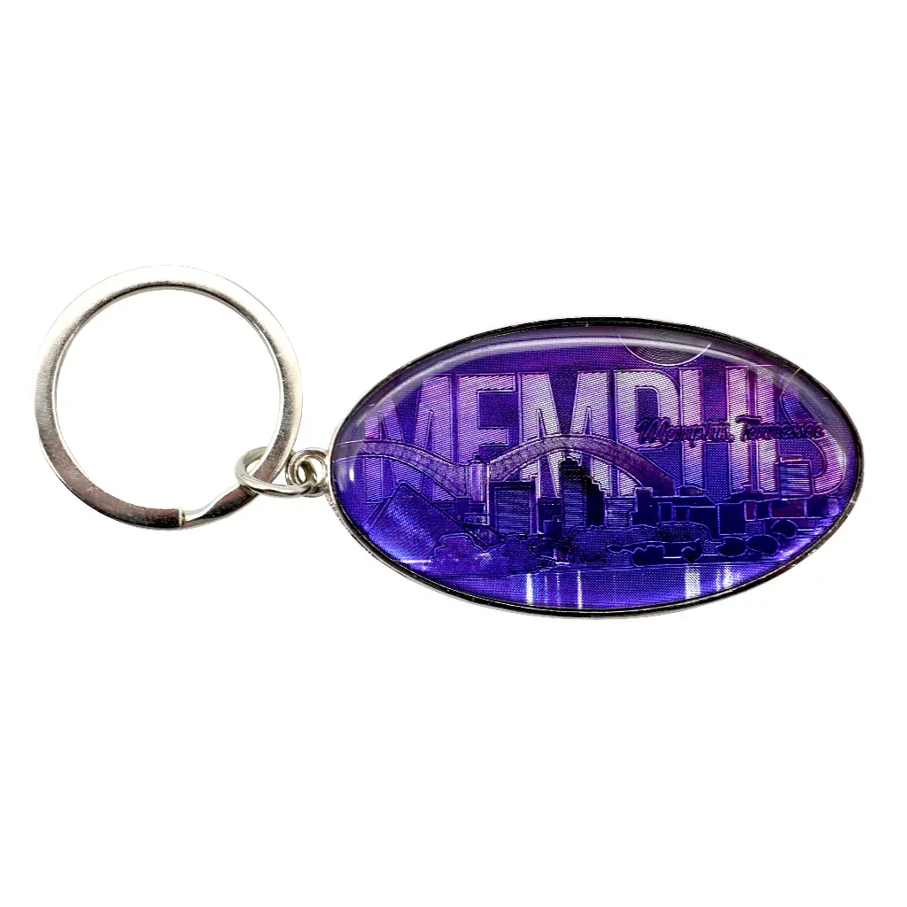 Memphis Keychain - Oval Skyline Foil