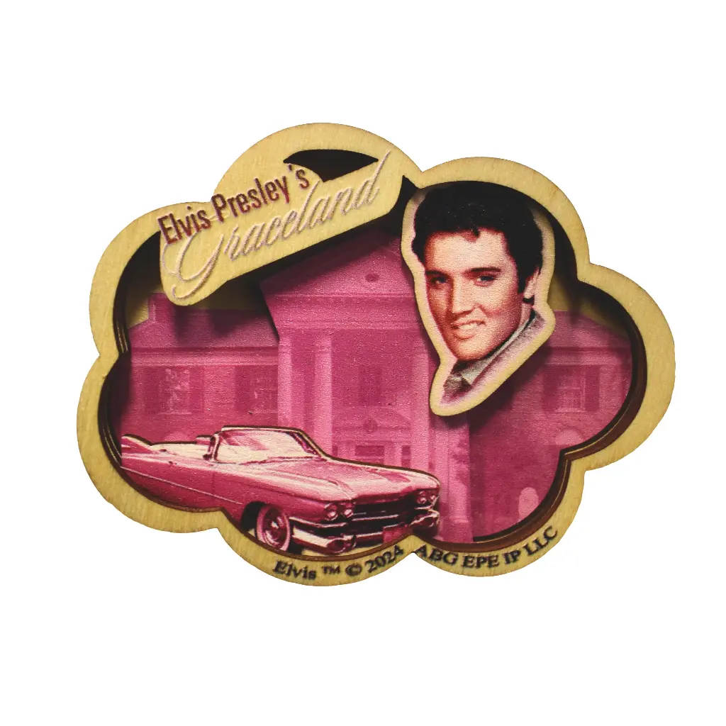 Elvis Magnet - Graceland Pink Layered