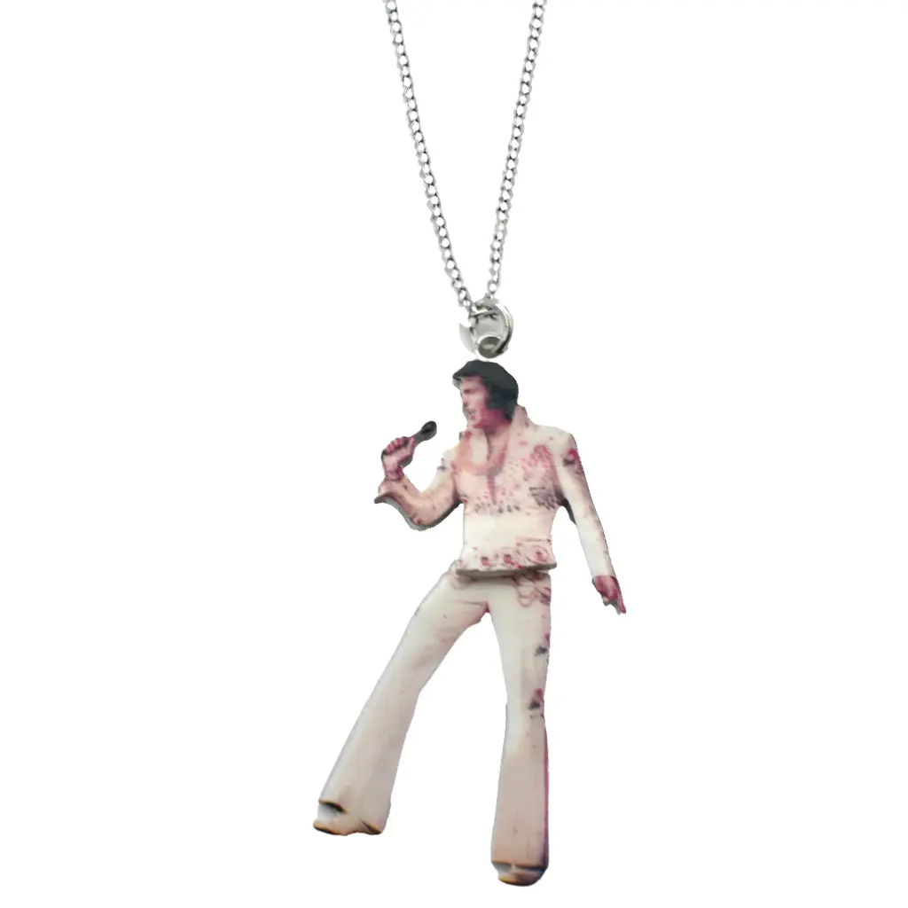 Elvis Necklace - White Jumpsuit w/ Swinging Legs