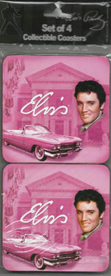 Elvis Coasters - Pink With Guitars