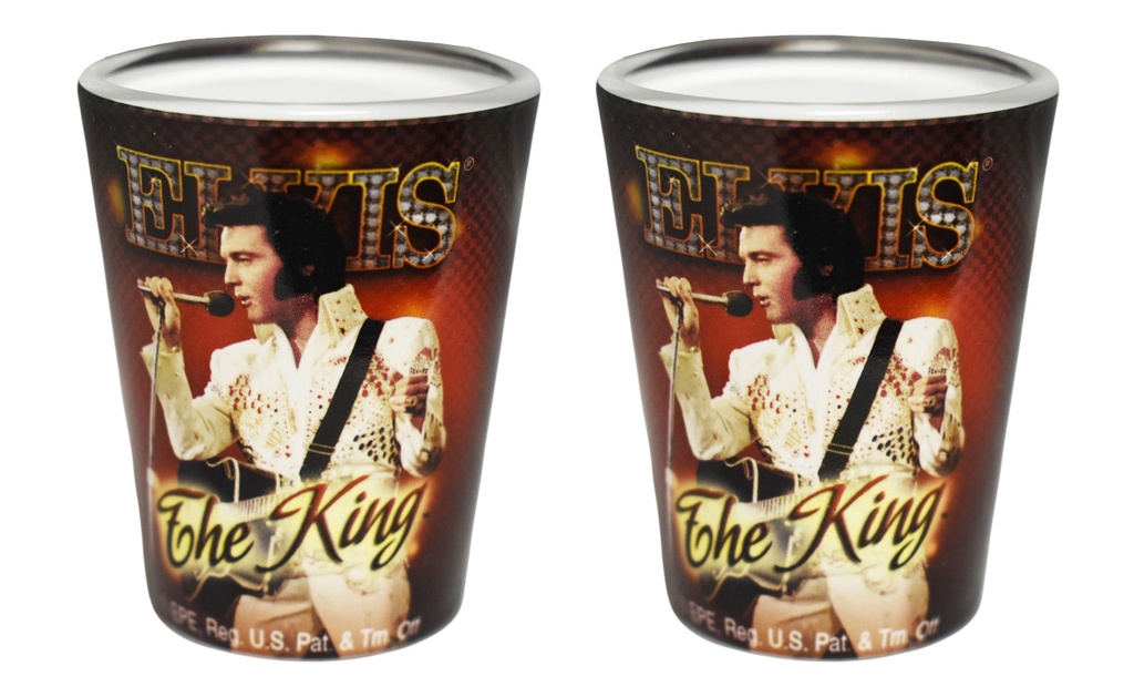 Elvis Shot Glass - The King Red Background