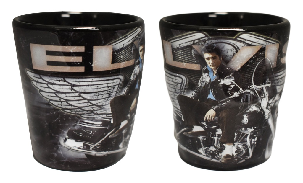 Elvis Shot Glass - Motorcycle With Wings Embossed