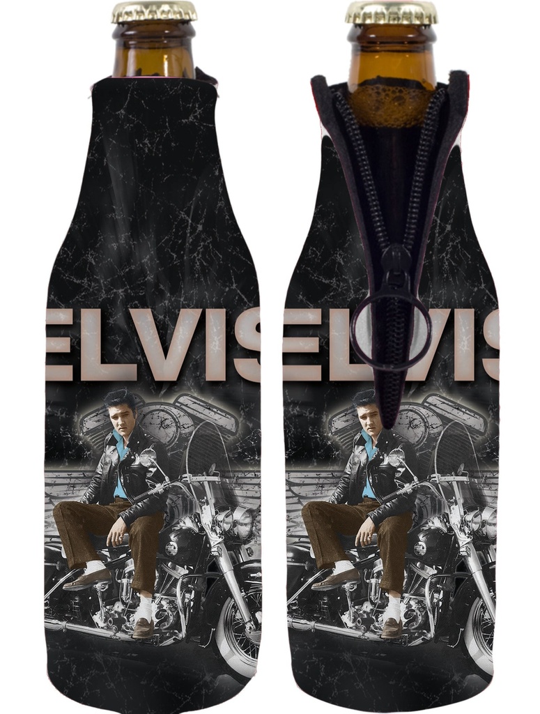 Elvis Bottle Huggie/Koozie - Motorcycle With Wings