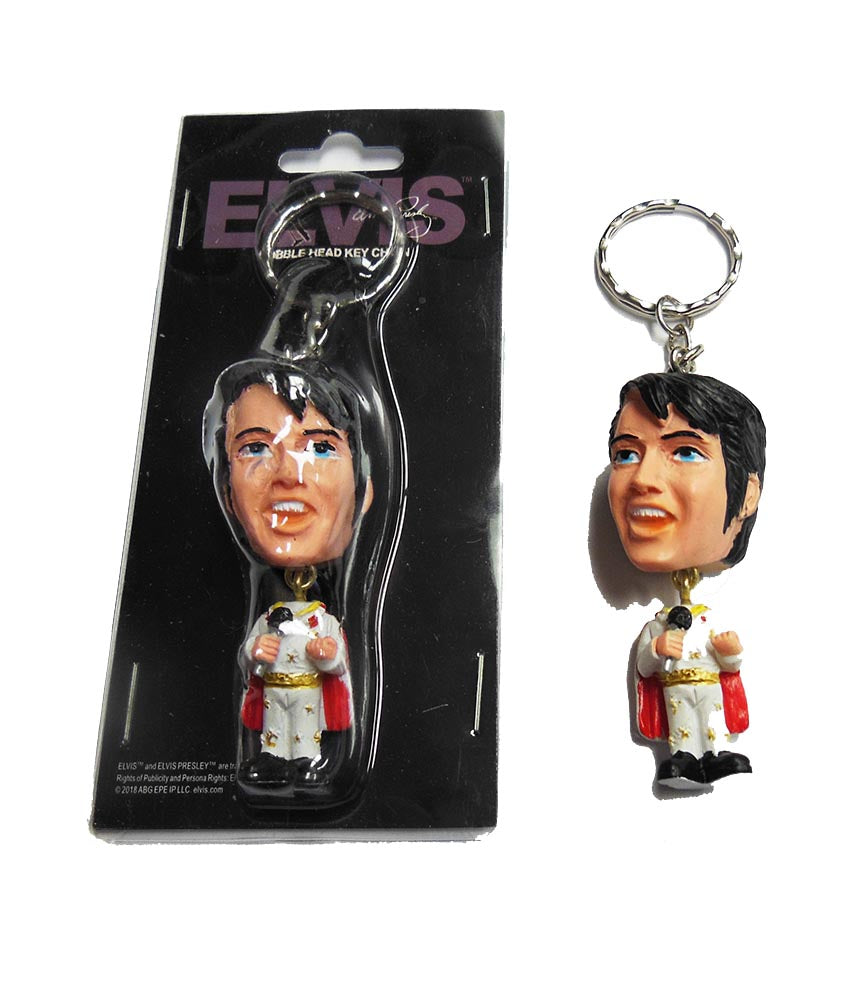 Elvis Key Chain - Bobble Head White Jumpsuit