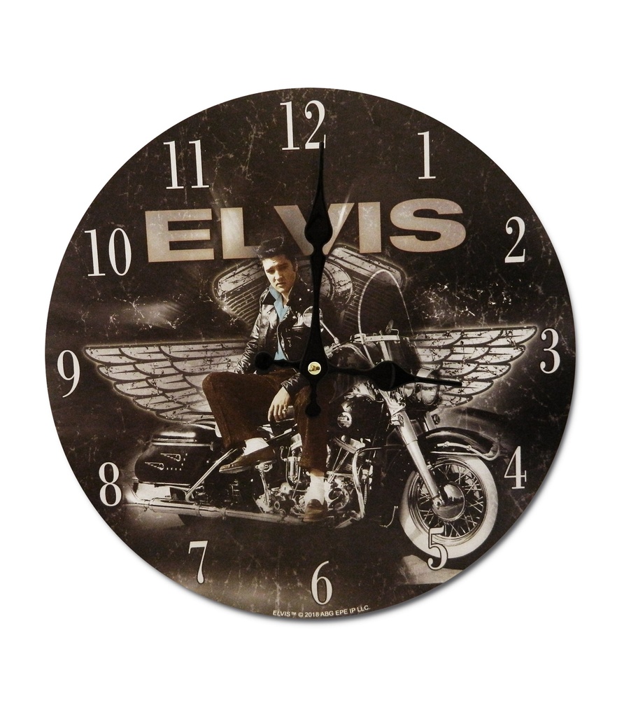 Elvis Clock - Motorcycle With Wings