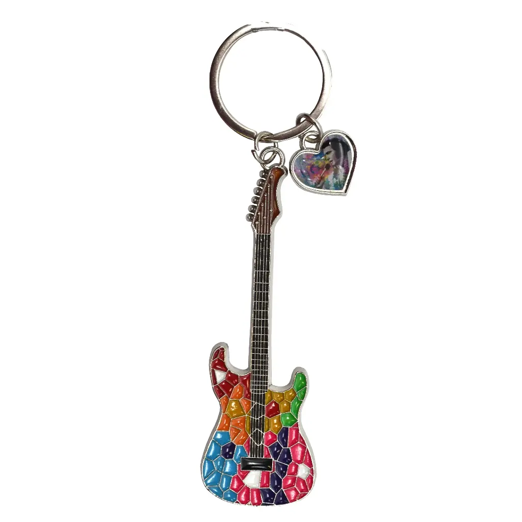 Elvis Key Chain - Mosaic Guitar With Charm