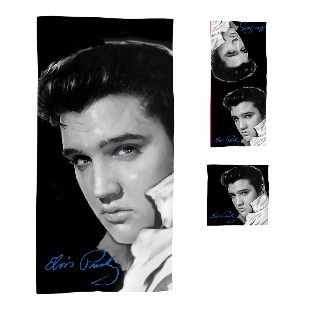 Elvis Bath Towel Set - Blk & Wht - 3pc