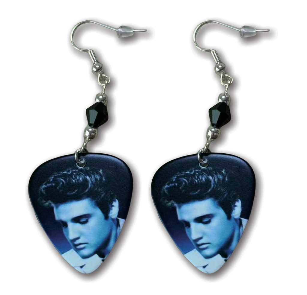 Elvis Earrings Guitar Pick - Elvis Looking Down