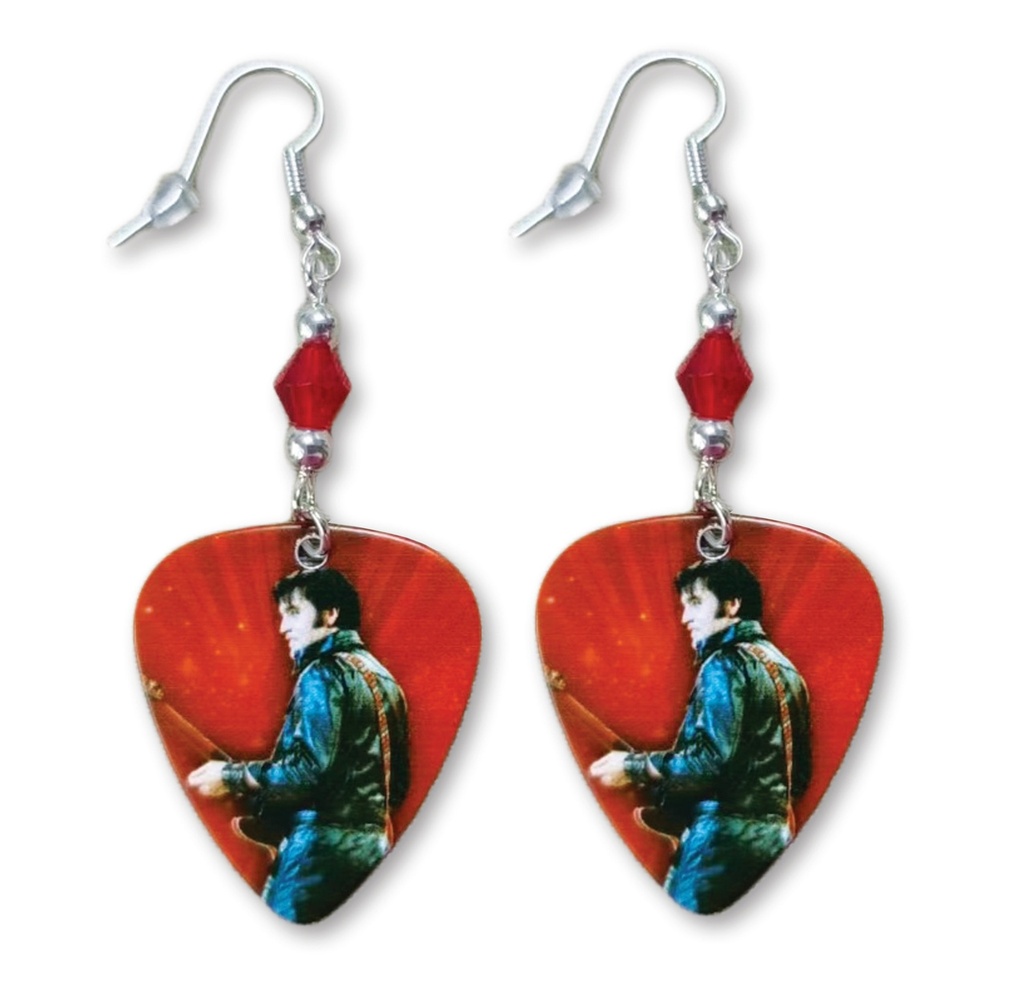 Elvis Earrings Guitar Pick '68 Name