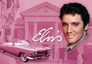 Elvis Postcard - Pink With Guitars - Pack of 50