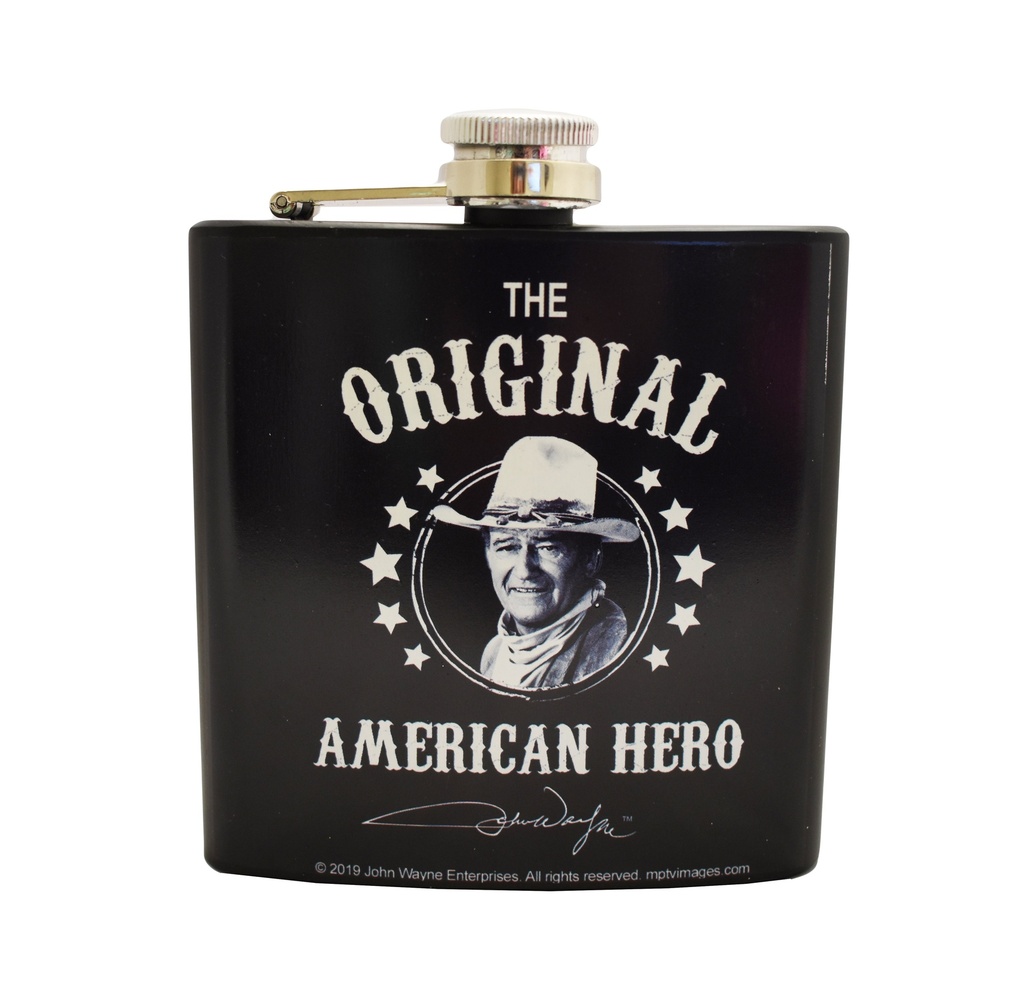 John Wayne Flask - Blk & Wht Est.