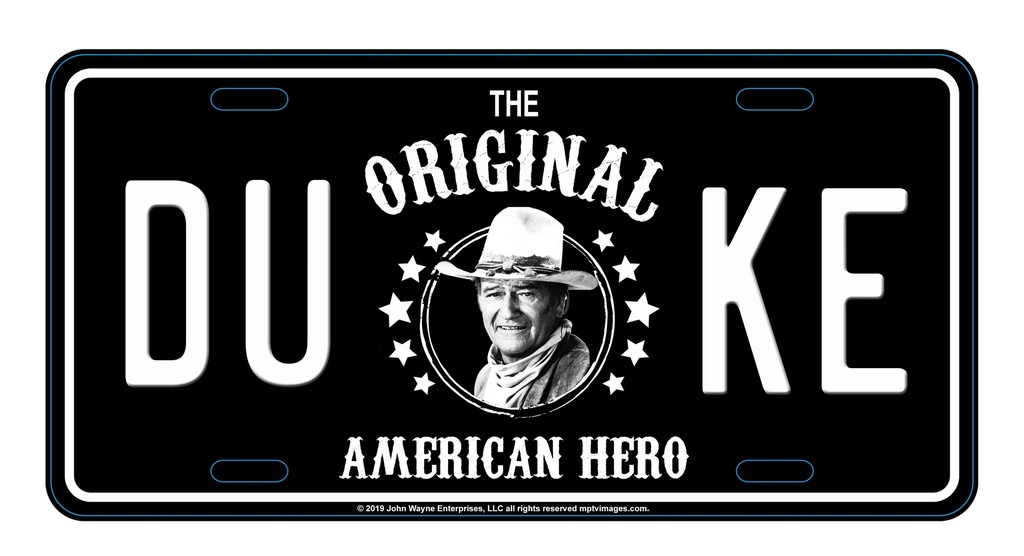 John Wayne License Plate - Blk & Wht Est.