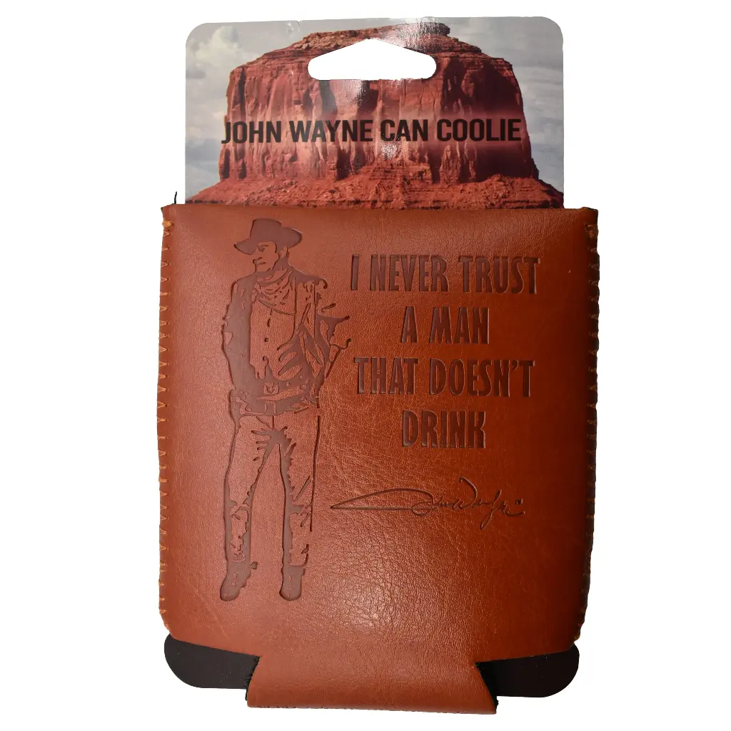 John Wayne Leather Huggie/Koozie - I Never Trust