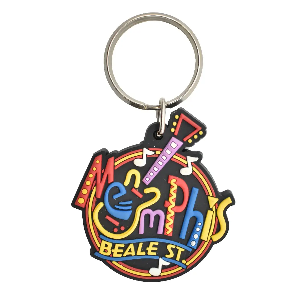 Memphis Key Chain - Round Neon PVC