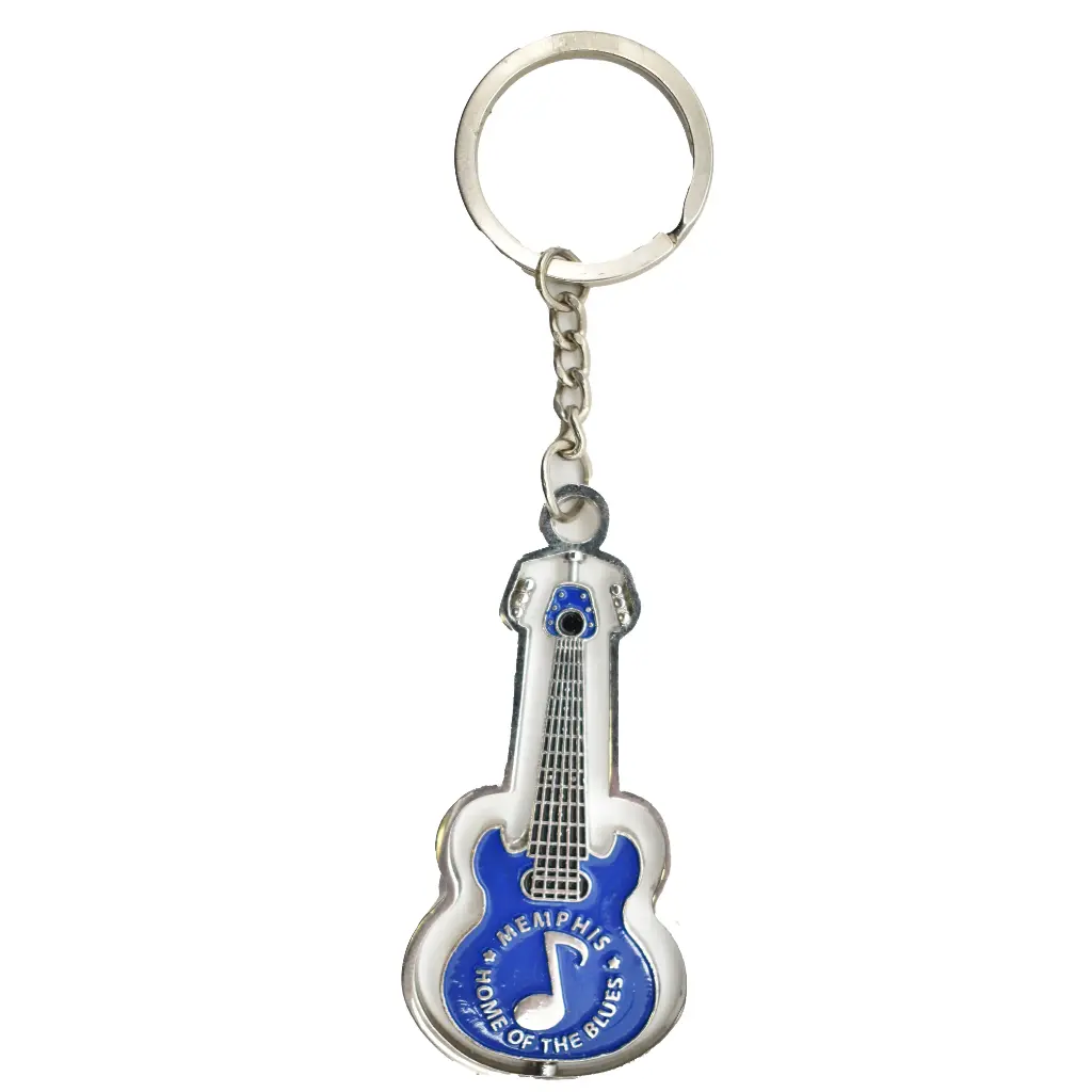 Memphis Key Chain - Guitar Spinner Blue