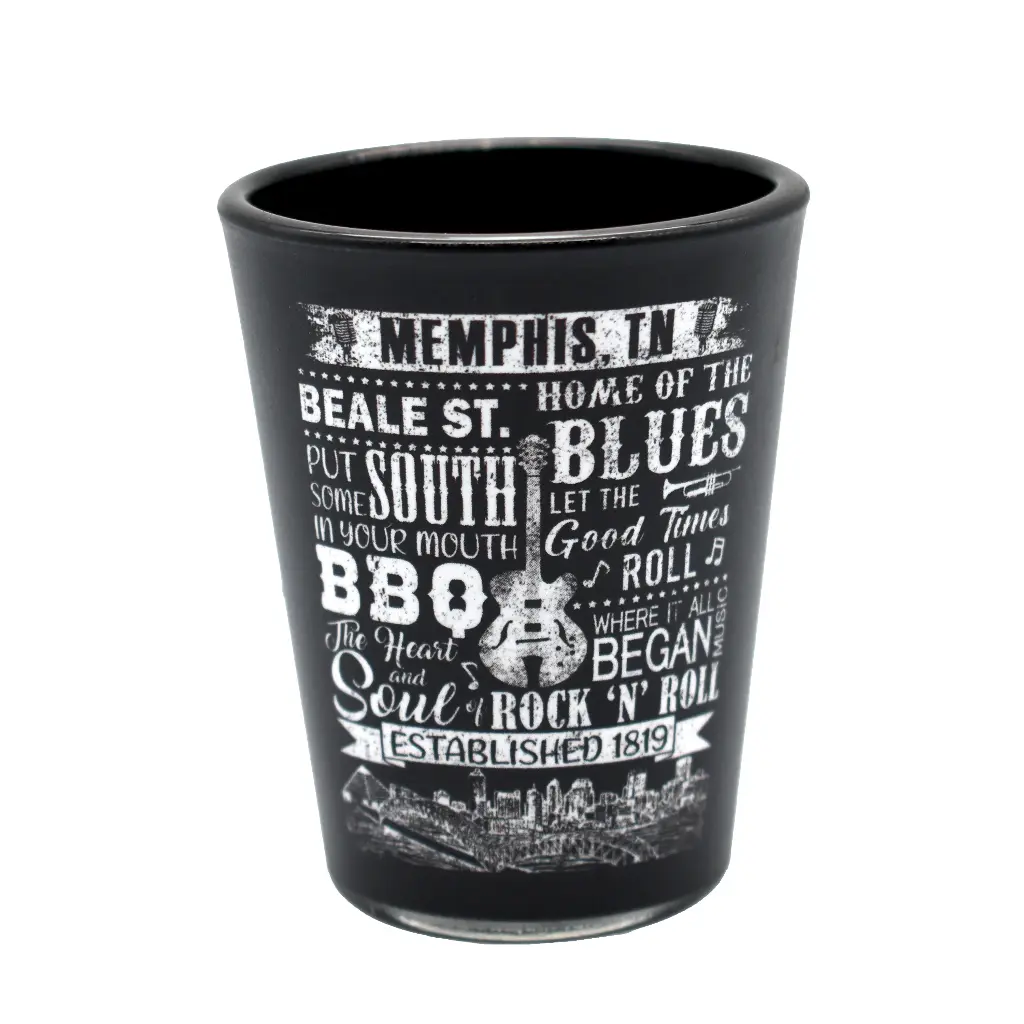 Memphis Shot Glass - Matte Blk & Wht Collage