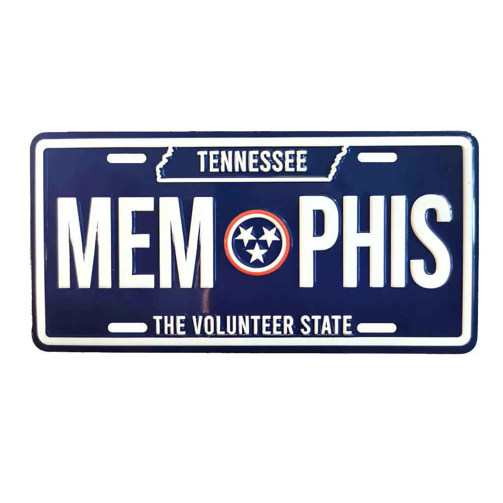 Memphis Magnet - License Plate Blue