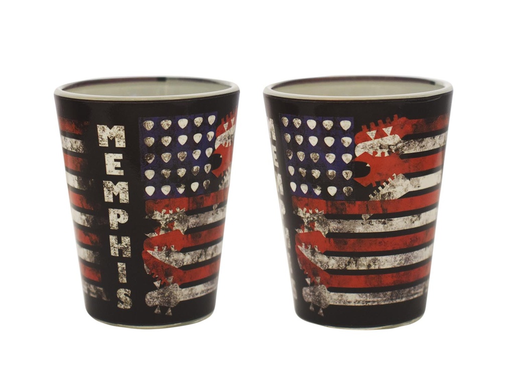 Memphis Shot Glass - Flag w/Guitars