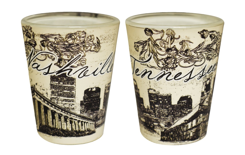 Nashville Shot Glass - Cream, Black & White