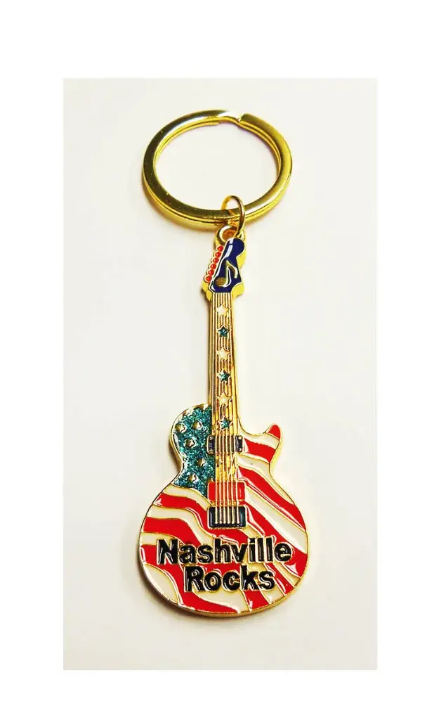 Nashville Key Chain - Rocks Guitar Flag