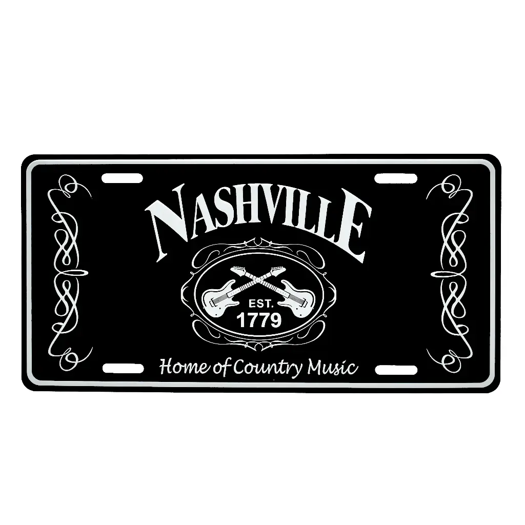 Nashville License Plate - Blk & Wht