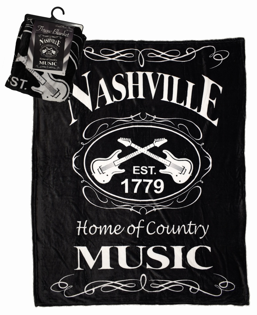 Nashville Throw Blanket - "Black & White Est"