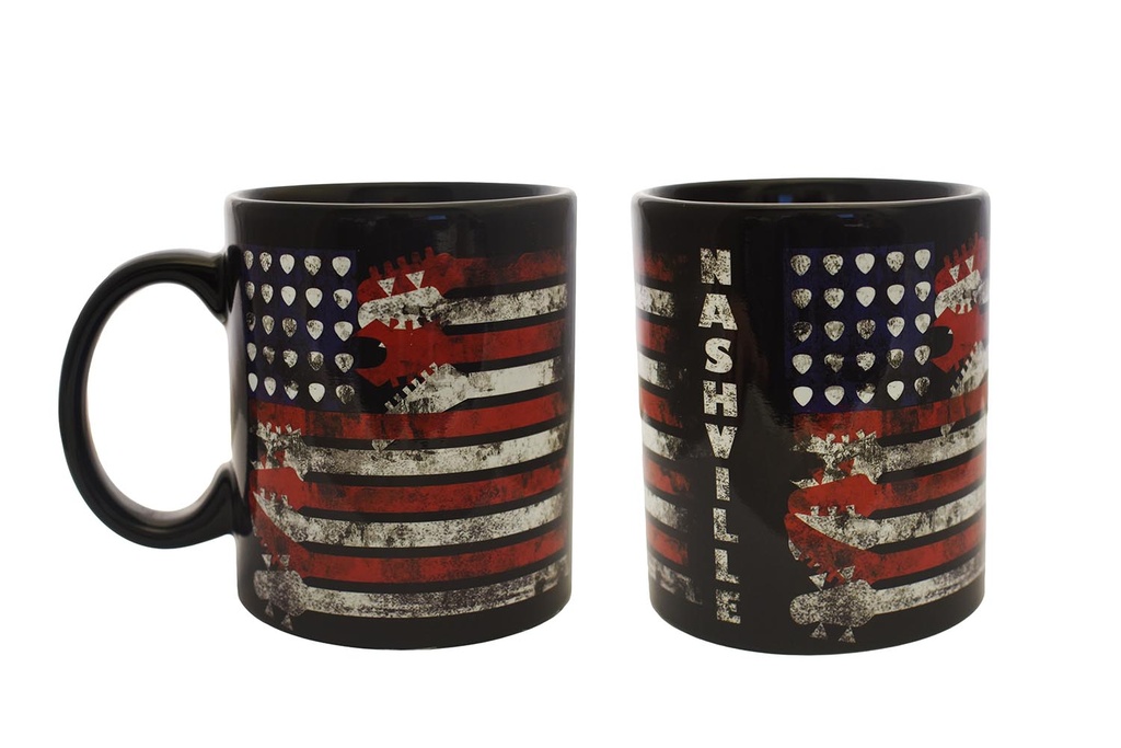 Nashville Mug - Flag w/ Guitars