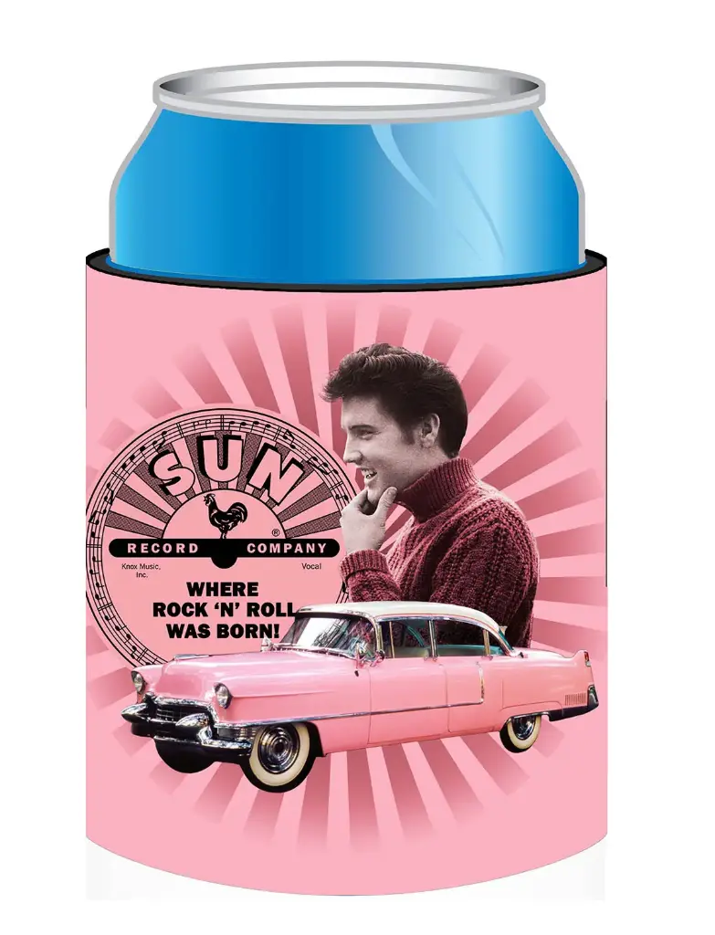 Sun Record Huggie/Koozie - Elvis Pink